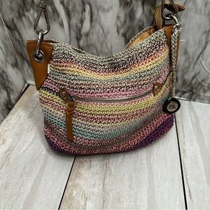 The Sak Multicolor Crochet Shoulder Bag Silver Hardware Y2K Hobo Boho Fairycore